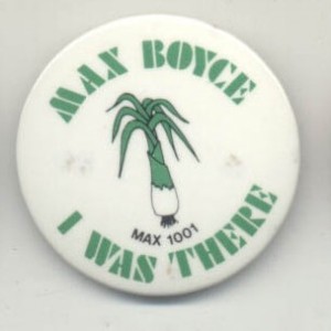 Max Boyce 1978  pin badge-MAX 1001 I Was There -promotional for his LP